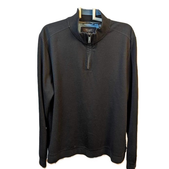 Ted Baker Men’s Morric‎ Solid Navy Regular Fit Half Zip Mock Neck Sweatshirt- M - Picture 1 of 7